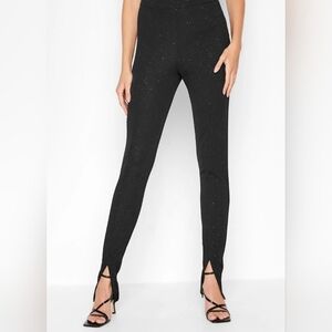 NWT LTS Tall Black Glitter Spilt Hem Stretch Tapered Trousers - Size 6